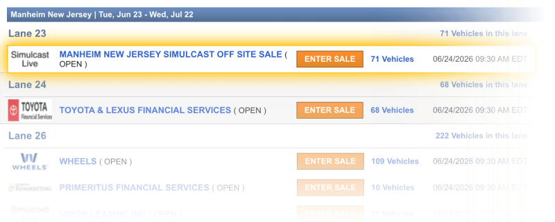 Choose the Simulcast offsite lane.