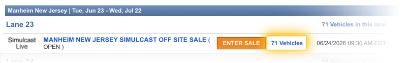 Right of the Enter Sale button shows how many vehicles are available