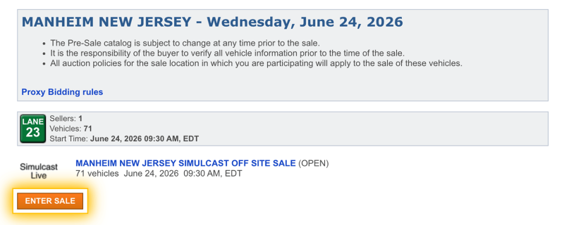 Click the enter sale button at the bottom when you're ready to enter the sale